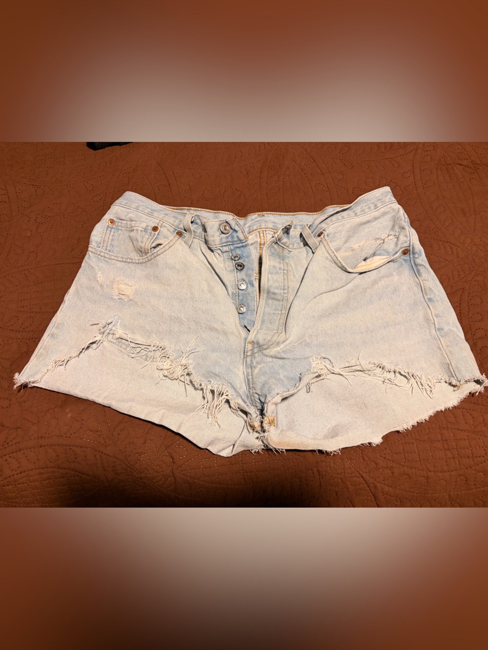 Levi's Light Blue Distressed Cutoff Jean Shorts
